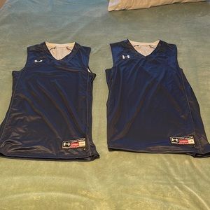 Under Armour Solid Navy Blue Athletic Jersey - 1 M and 1 L